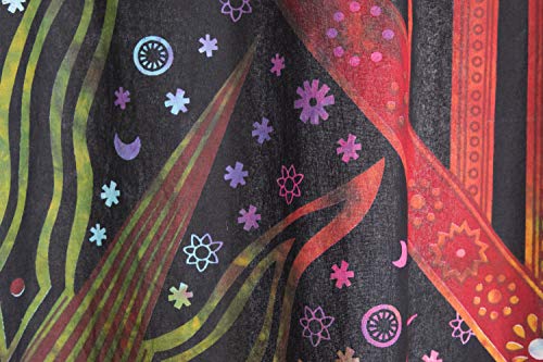 Popular Handicrafts Indian Burning Sun Moon Hippie Mandala Window Curtains for Doorways Closets - Gypsy Tye Dye Bohemian Beautiful Drapery Bedroom Livingroom Divider Balcony Valance Panels Golden Popular Handicrafts