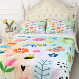 FUYEUN Rainbow Comforter Sets Twin Size Cartoon Floral Frogs Bedding Set for Girls Kids Children Boys Butterfly Flowers Bees Insects Cute Kawaii Quilt 1 Comforter + 1 Pillow Case FUYEUN