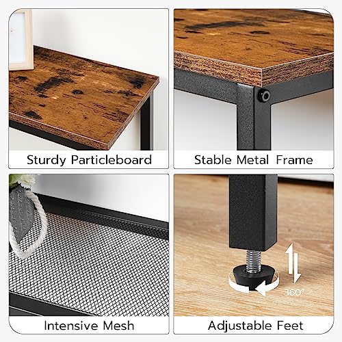 HOOBRO 29.5" Narrow Console Table, Set of 2, Entryway Table with Shelves, Thin Sofa Table, Behind Couch Table, Display Side Table, for Hallway, Entrance, Living Room, Rustic Brown and Black BF73XGP201 HOOBRO