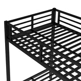 Harper & Bright Designs Twin XL Over Twin XL Metal Bunk Bed with Twin Size Trundle for Adults,Heavy Duty Twin XL Metal Bunk Bed Frame with Ladder and Guardlails,Black Harper & Bright Designs