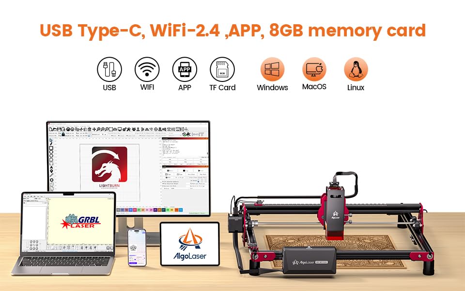 AlgoLaser DIY KIT Mini Laser Engraver, 5W Output Power Laser Cutting Engraving Machine for Beginners, Laser Engraver Machine for Metal Aluminum Glass Leather etc AlgoLaser