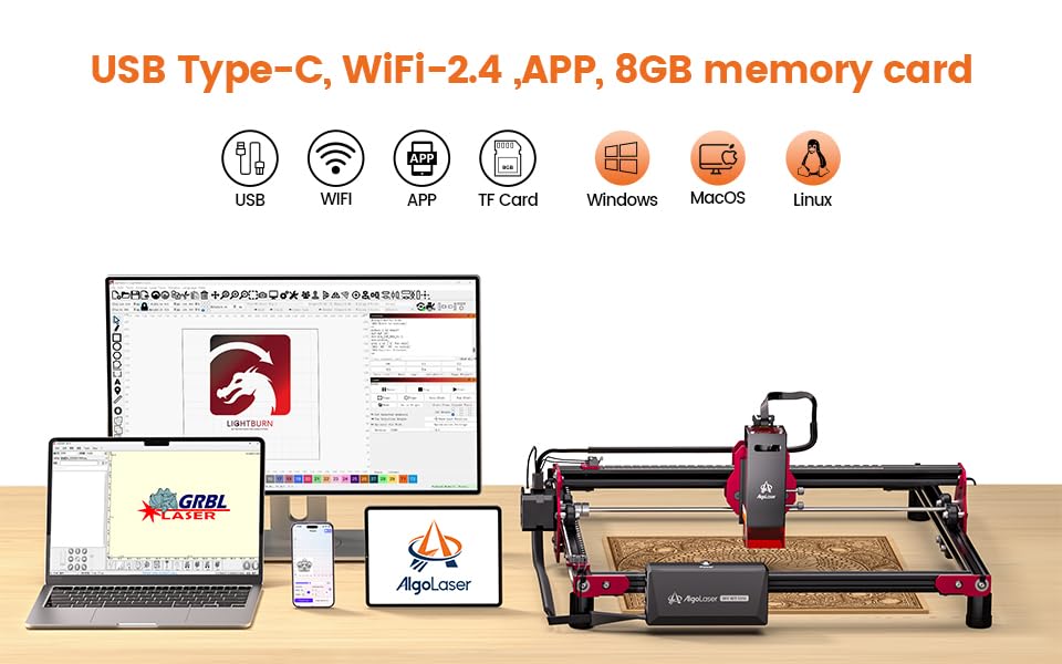 AlgoLaser DIY KIT Mini Laser Engraver, 5W Output Power Laser Cutting Engraving Machine for Beginners, Laser Engraver Machine for Metal Aluminum Glass Leather etc - WoodArtSupply