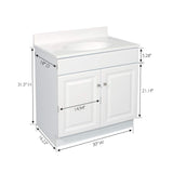 Design House Wyndham 30 Inch Bathroom Vanity, Ready to Assemble, Solid Wood, White, 597146 Design House