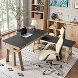 EUREKA ERGONOMIC L Shaped Standing Desk Ark EX, 60in Executive Adjustable Height Office Desk with Drawers,Computer Desk with Storage, Modern Executive Home Office,Oak Grey EUREKA ERGONOMIC