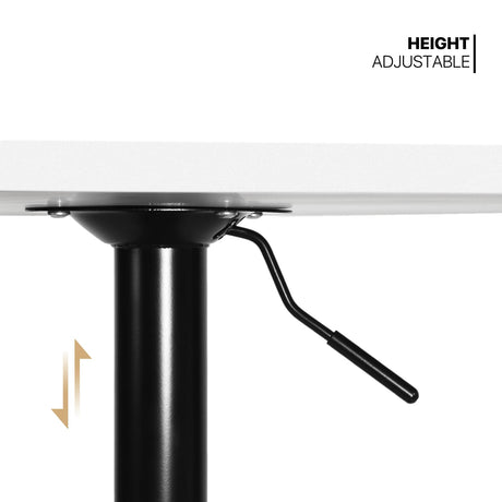 MoNiBloom Pub Round Table White Wood Texture Top with Metal Base and with Adjustable Height, 23.5" Diameter Modern Cocktail Bistro Table for Dining Bistro Cafe Home Bar (White) MoNiBloom