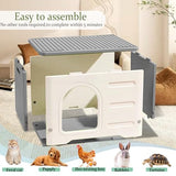 Waterproof Cat House Outdoor Indoor, Plastic Cat House for Outdoor Cats Feral Cat House Outdoor, Sturdy Cat Bed for Small Pet, Spacious, Assemble Easily -Grey Rockever