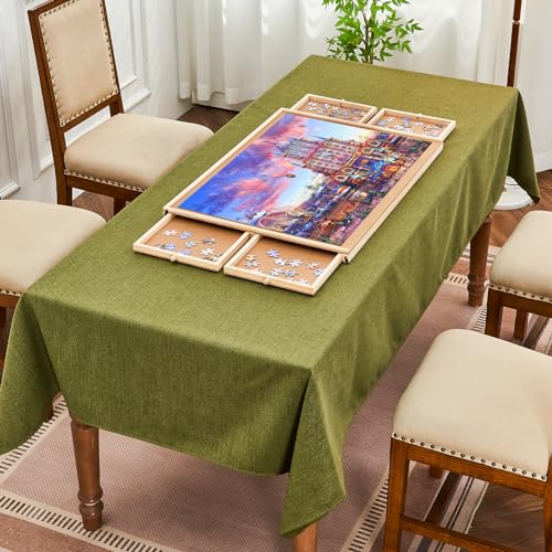 Qiqidog 1000 Pieces Puzzle Board with 4 Drawers and Cover, 22"x30" Wooden Jigsaw Puzzle Table for Adults, Portable Puzzle Organizer & Storage System, Birthday Gift for Mom (Small) Qiqidog