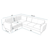 Panana 6 Seats Linen Fabric Large SECTIONAL Corner Sofa Settee - Sofa for Living Room-Left/Right-Hand Side Sofas, Brown Panana