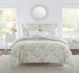 Laura Ashley Home - King Comforter Set, Reversible Cotton Bedding, Includes Matching Shams with Bonus Euro Shams & Throw Pillows (Madelynn Pastel Blue, King) Laura Ashley
