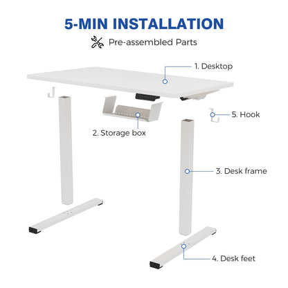 FLEXISPOT Electric Stand Up/ Standing Desk with 55 x 24 Splice Ergonomic Memory Controller Height Adjustable E150 (White Frame + 55" White Desktop) - WoodArtSupply