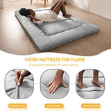 MAXYOYO Japanese Floor Mattress Futon Mattress, Thicken Daybed Sleeping Pad Foldable Roll Up Boys Girls Dormitory Kids Lounger Bed Couch and Sofa, Grey, Full MAXYOYO