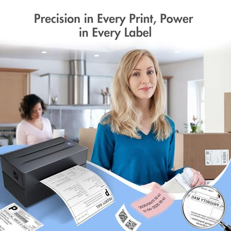 Bluetooth Thermal Shipping Label Printer: 4x6 Wireless Label Maker with Tape for Small Business - Compatible with iPhone, Android, Windows & Mac, Widely Used for USPS UPS Amazon Shopify Etsy NULLTONEX