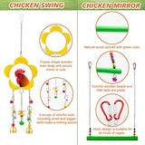 9 Pack Chicken Toys, Chicken Coop Accessories for Father's Day, with 2 Chicken Swing, 1 Chicken Wood Stand, 1 Chicken Xylophone, 1 Chicken Mirror, 2 Vegetable Net Bag, 2 Vegetable Fruits Hanging Fork Auliand