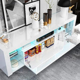 Floating TV Stand Wall Mounted - High Gloss Led Entertainment Center with Storage and Shelf, TV Stand for 65 Inch TV, Gaming Entertainment Center Console Table with Lights, White Gitua