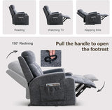 IOMOR Fabric Manual Recliner Chair for Adults, Comfy Reclining Chairs with Overstuffed Arm and Back, Single Sofa for Living Room (1, Dark Grey) IOMOR