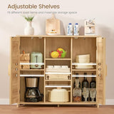 Iwell Storage Cabinet, Rattan Cabinet with 4 Adjustable Shelves, Bathroom Floor Cabinet, Sideboard Buffet Cabinet, Coffee Bar Cabinet, Accent Cabinet for Living Room, Entryway, Natural Iwell