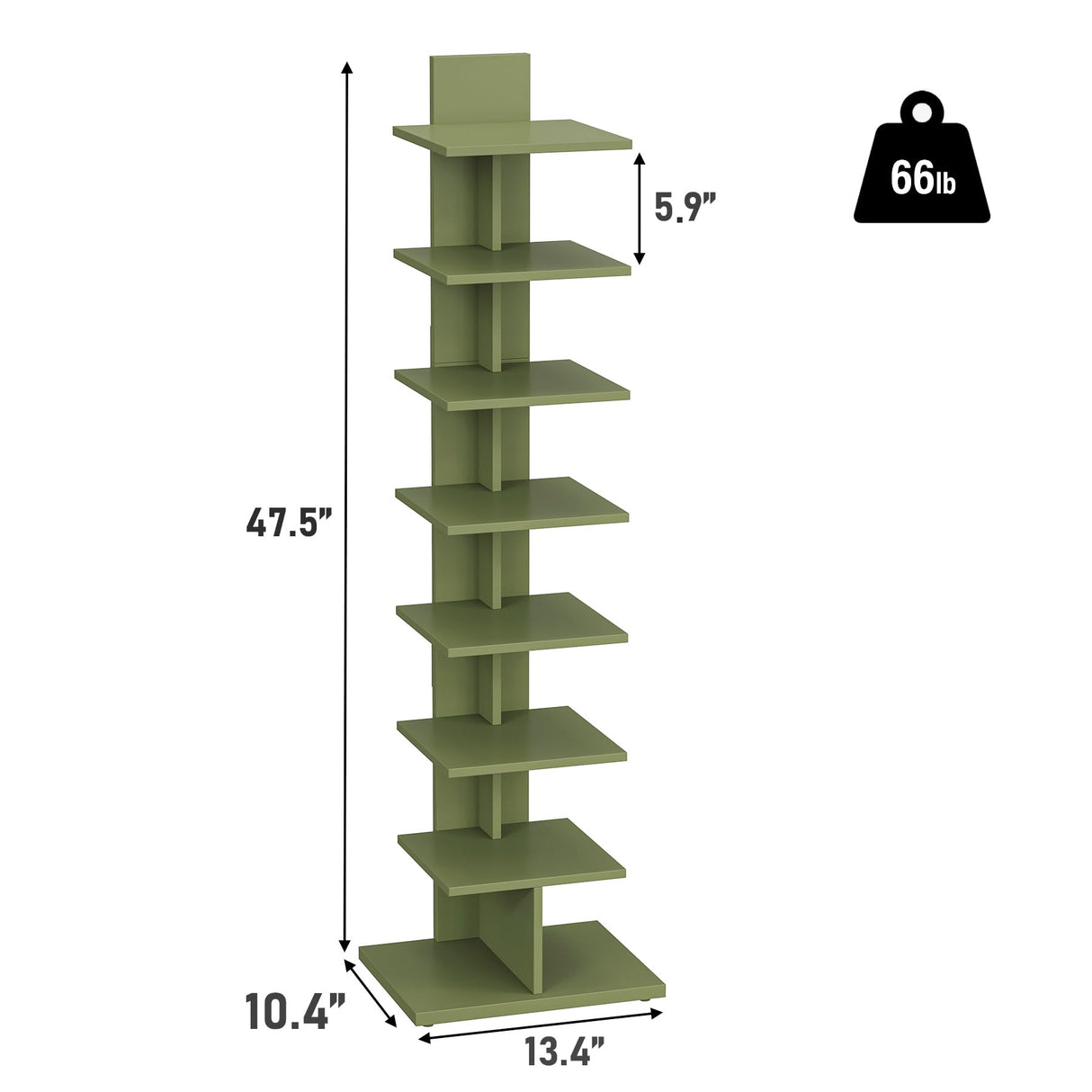 TUTOTAK Bookshelf, 8-Tier Bookcase, Narrow Spine Book Shelf for Small Space, Corner Standing Shelf for Living Room, Office, Study, Entryway, Olive Green BS06BOG008 TUTOTAK