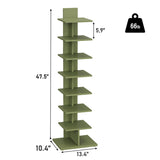 TUTOTAK Bookshelf, 8-Tier Bookcase, Narrow Spine Book Shelf for Small Space, Corner Standing Shelf for Living Room, Office, Study, Entryway, Olive Green BS06BOG008 TUTOTAK