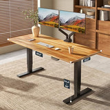 FLEXISPOT E6 MAX Woodix Acacia Solid Wood 60x30 Inch Dual Motor Heavy Duty Standing Desk, 330lbs Capacity, 3-Stage Height Adjustable Desk w/Cable Management & Wheels(Walnut Acacia Wood + Black Frame) FLEXISPOT