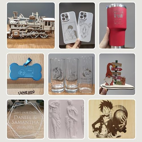 CK1-20 20000mW Laser Engraver Machine Laser Cutter Laser Cutting Engraving Tool Engraving Machine for Wood, Metal, Plastic, Paper, Leather, Sponge Paper, Alumina Goeson