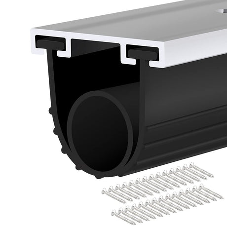 Heavy-Duty U Shape +O Ring Combination Universal Garage Door Bottom Seals Rubber with Pre-drilled Aluminum Track Retainer Base Kit & 2 Rubber Stoppers (16FT) Papillon