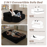 IZLKQC 75'' Folding Sleeper Sofa Bed, Convertible Memory Foam Boneless Couch, Foldable Full Size Guest Bed, Modern 2-in-1 Futon Floor Sleeper Sofa with 4 Pillows and Blanket (Corduroy, Black) IZLKQC