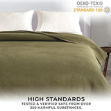 Great Bay Home 100% Cotton Blanket for Full/Queen Size Bed | Lightweight and Breathable Waffle Weave Blankets for Summer & Spring | Versatile, Layering Dark Green Bed Blanket, Olive, 90x90 inches Great Bay Home