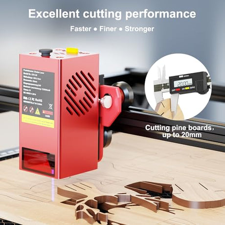 CK1-20 20000mW Laser Engraver Machine Laser Cutter Laser Cutting Engraving Tool Engraving Machine for Wood, Metal, Plastic, Paper, Leather, Sponge Paper, Alumina Goeson