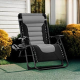 Best Choice Products Oversized Padded Zero Gravity Chair, Folding Outdoor Patio Recliner, XL Anti Gravity Lounger for Backyard w/Headrest, Cup Holder, Side Tray, Polyester Mesh - Black/Gray Best Choice Products