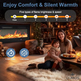 DUMOS 60" Freestanding Electric Fireplace, 1500W/750W Wall Mounted or Recessed Insert Fireplaces Heater with Remote Control,13 Adjustable Flame Color, 12H Timer, Touch Screen，Inky DUMOS