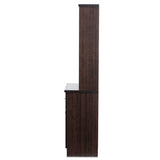 BAXTON STUDIO Wholesale Interiors Agni Buffet and Hutch Kitchen Cabinet, Dark Brown Baxton Studio