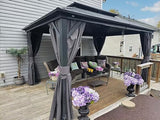 Domi 10’ X 12’ Hardtop Gazebo Canopy with Netting & Curtains, Outdoor Aluminum Gazebo with Galvanized Steel Double Roof for Patio Lawn and Garden, Gray domi outdoor living