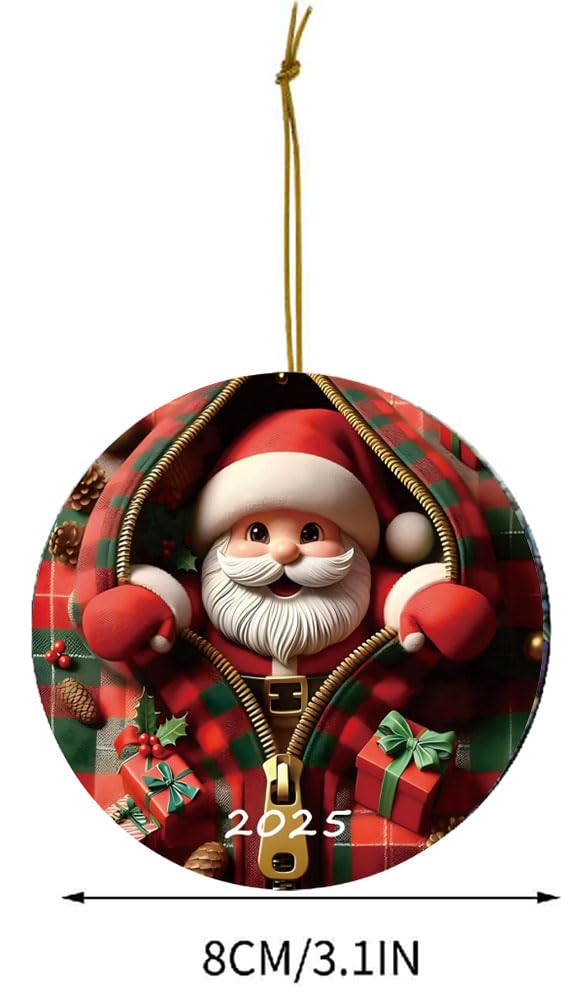 2025 Christmas Tree Fun Santa Claus Decorations, Christmas Ornaments 2025，Painted Glass Style, Unique for Adults，Acrylic Hanging Decorations YCXXGS
