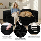IZLKQC 75'' Folding Sleeper Sofa Bed, Convertible Memory Foam Boneless Couch, Foldable Full Size Guest Bed, Modern 2-in-1 Futon Floor Sleeper Sofa with 4 Pillows and Blanket (Corduroy, Black) IZLKQC