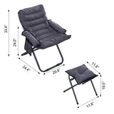 Modern Lazy Chair with Ottoman, Folding Lounge Reclining Sofa Chair with Armrest Comfy Lounge Chair Leisure Chair with Side Pocket for Bedroom, Balcony, Living Room, Office, Grey Generic