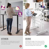 Simple Deluxe Split Top Rotating Standing Desk on Wheels – 23.6" Manual Adjustable Height Mobile Laptop Computer Table – Sit Stand Rolling Workstation with Tilt Function – White Simple Deluxe