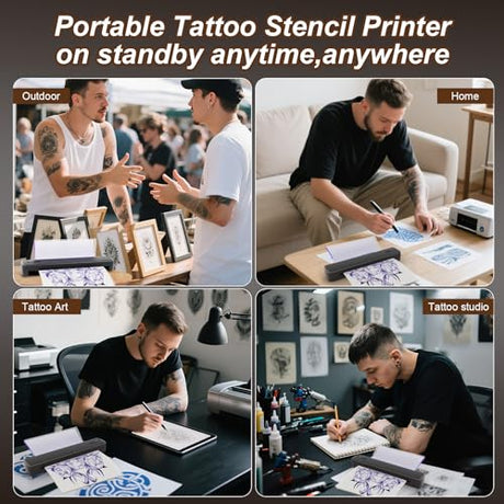 Tattoo Stencil Printer, Portable Wireless Bluetooth Thermal Transfer Machine, Supports 8.5 x 11 Letter A4 A5 Sizes, Perfect for Tattooist Business Trip Travel Home Office-Smartphone PC and Laptop NULLTONEX