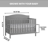 Oxford Baby Nolan 4-in-1 Convertible Crib, Dove Gray, GreenGuard Gold Certified Oxford Baby