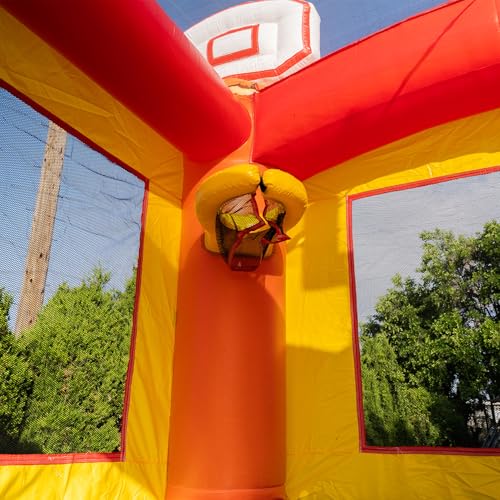HeroKiddo Sports Commercial Grade Bounce House for Kids and Adults (with Blower), Basketball Hoop, Outdoor Indoor, Birthday Party, Rental Quality, Big Inflatable, All Seasons HERO KIDDO