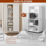 GangMei Metal Kitchen Pantry Cabinet with 2 Doors,Metal Pantry Cabinet with 5 Adjustable Shelves for Kitchen,Home,74.2" H × 31.5" W × 15.75" D,Required Assembly, White GangMei