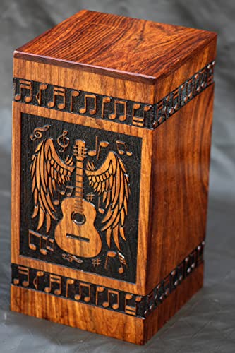 Handmade Guitar Wooden Urns for Human Ashes Full Size, Custom Personalized Rosewood Box Urn for Ashes, Engraved Cremation Urns for Ashes Keepsake Urn Merit Wooden Craft