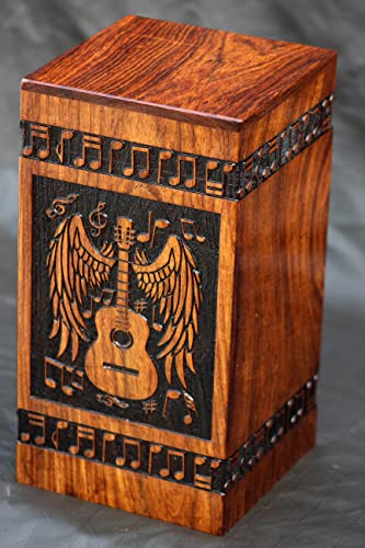 Handmade Guitar Wooden Urns for Human Ashes Full Size, Custom Personalized Rosewood Box Urn for Ashes, Engraved Cremation Urns for Ashes Keepsake Urn - WoodArtSupply