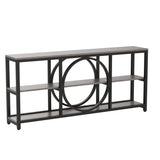 Tribesigns 70.9 inch Sofa Console Table, Extra Long Narrow Entryway Tables with 3 Tier Wood Storage Shelves Metal Frame for Foyer Hallway Living Room Behind Couch, Black Rustic Gray Tribesigns