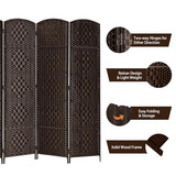 Rose Home Fashion Room Divider, 6 ft Tall Room Dividers and Folding Privacy Screens, 16in Privacy Screen 6 Panel Dark Coffee Space Temporary Wall Foldable Partition Separation Rose Home Fashion