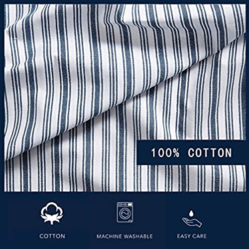 Nautica - Queen Sheets, Cotton Percale Preppy Bedding Set, Crisp & Cool, Lightweight & Breathable (Coleridge Stripe Blue, Queen) Nautica
