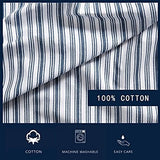 Nautica - Queen Sheets, Cotton Percale Preppy Bedding Set, Crisp & Cool, Lightweight & Breathable (Coleridge Stripe Blue, Queen) Nautica