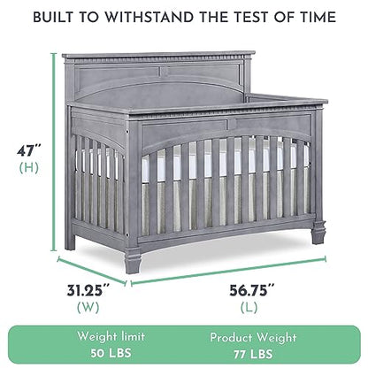 Evolur Santa Fe 5-in-1 Convertible Crib, Storm Grey - WoodArtSupply