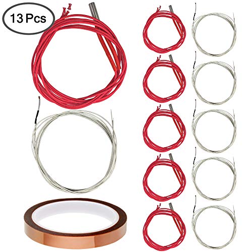 AFUNTA 12 PCS 12V 40W 620 Ceramic Cartridge Heater and NTC Thermistor 100K 3950 Fit 3D Printer & Heat High Temperature Resistant Adhesive Polyimide Tape for Electric Task - Red & White AFUNTA