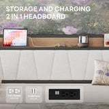 LIKIMIO Daybed with Trundle Bed, Twin Bed Frame with Storage Headboard and Charging Station, Sofa Day Bed with Strong Supports for Living Room, Bedroom, and Guest Room, Cream LIKIMIO