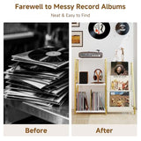 INHABIT UNION Record Player Stand, Turntable Stand with 3-Tier Vinyl Storage, Vinyl Record Stand Storage up to 200+ Albums,Vinyl Display Holder Shelf for Living Room,Bedroom(Glod White) INHABIT UNION